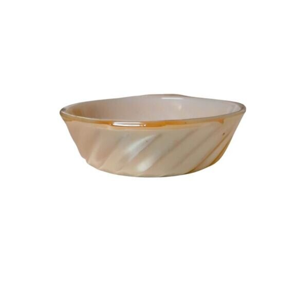 Vintage Anchor Hocking Fire King Mini Casserole Dish Milk Glass Peach Lustre - Picture 8 of 10